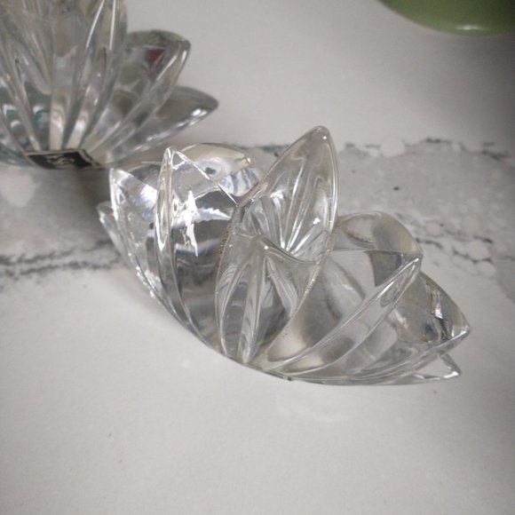 Vintage Crystal Glass Lotus Shaped Candlestick Holders  Set of two - Picture 6 of 12